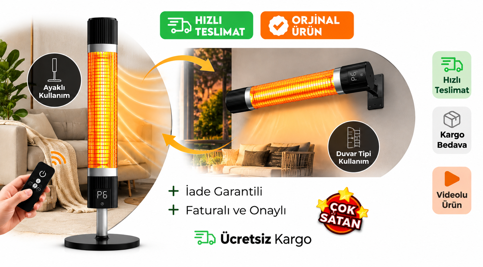 1 Adet Elektrikli Isıtıcı EI-750 Elektrikli Isıtıcı